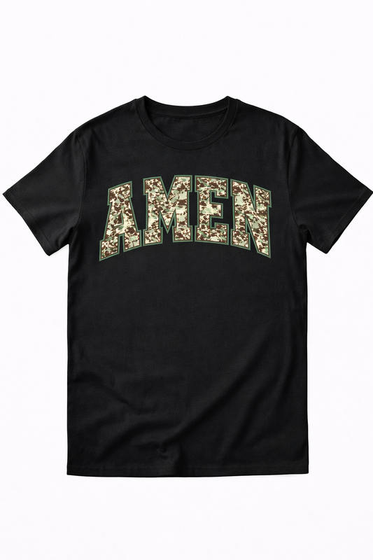 AMEN Camo Arch T-Shirt | Faith Statement Graphic Tee